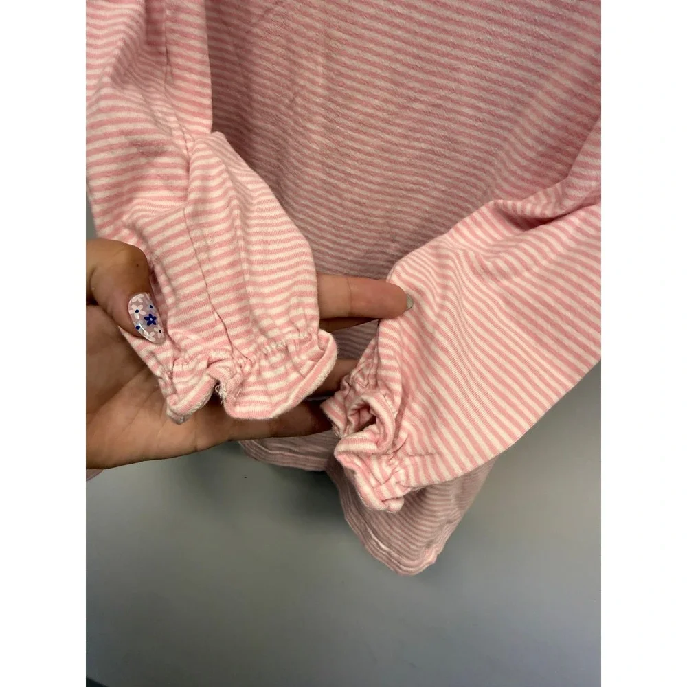 Stitchy Fish Girls Pink White Striped Heart Applique Ruffle Sleeve Dress Size 5